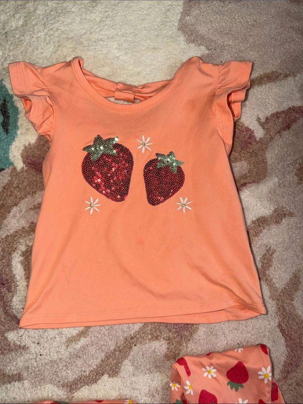 btween Peach & Red Strawberry Two-Piece Matching Set - Picture 6 of 9